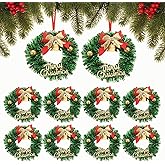 Healifty Mini Christmas Wreaths for Crafts: 20Pcs Small Artificial Wreath Ornaments with Bows and Bells for Dollhouse Kitchen Cabinets Xmas Tree Hanging Decorations 2.36 X 2.36 X 0.79 Inches