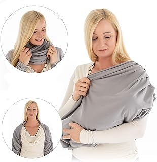 LaLoona Stillschal, atmungsaktives Stilltuch für unterwegs - Abdeckung/Tuch zum Stillen - Still-Loop/Bolero aus Baumwolle - Grau