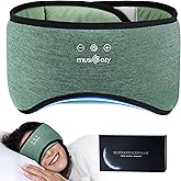 MUSICOZY Sleep Headphones Bluetooth 5.4, Bamboo Cotton Full Coverage Headphones Headband for Side Sleepers, Wireless Earphones with Speaker Sleep Music Earbuds for Men Women (Dark Green)