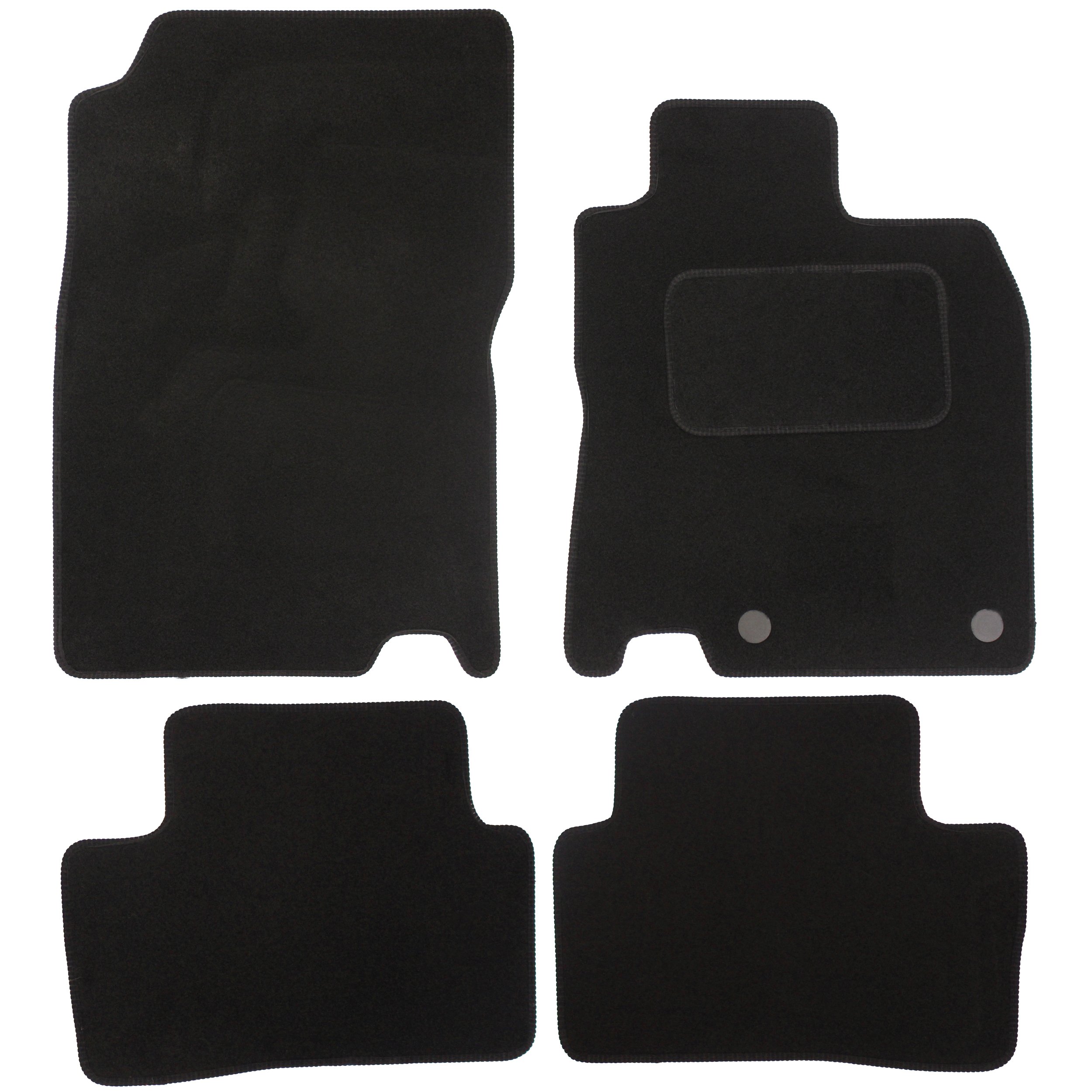 JVL 3664 Fully Tailored 4 Piece Black Car Mat Set with 2 Clips