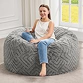 Hobestluk Bean Bag Chairs Adults Beanbag Chair with Filler Large Bean Bags with Fluffy Embossed Cover, Giant Bean Bag Chairs for Adults (Grey, 3FT - 36” x 36” x 22”)