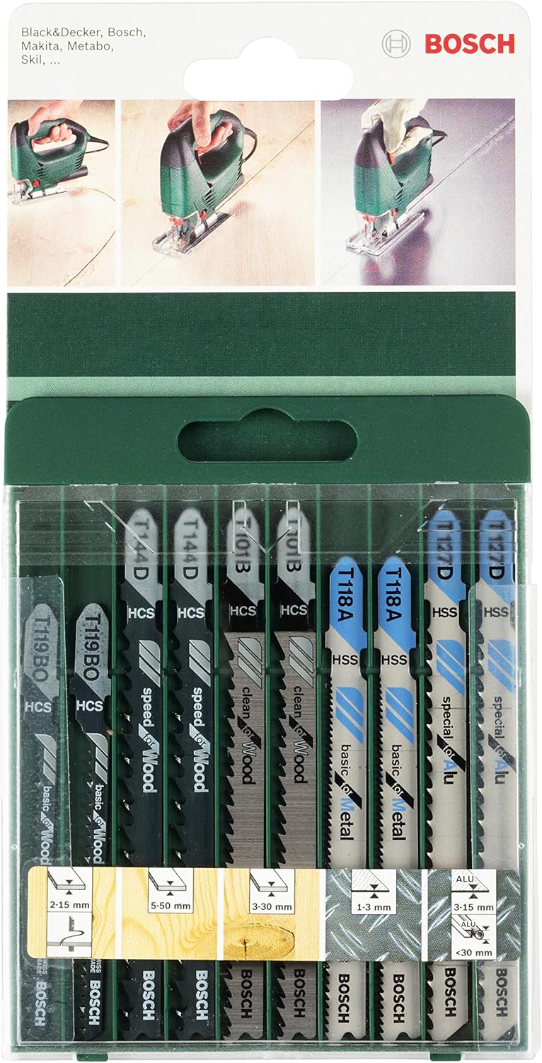 Bosch 10Piece Wood and Metal Jigsaw Blade Set (Wood and Metal