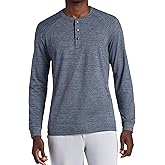 Gaiam Mens Commuter Long Sleeve Henley Shirt, Standard Fit, Stretch Midweight Material