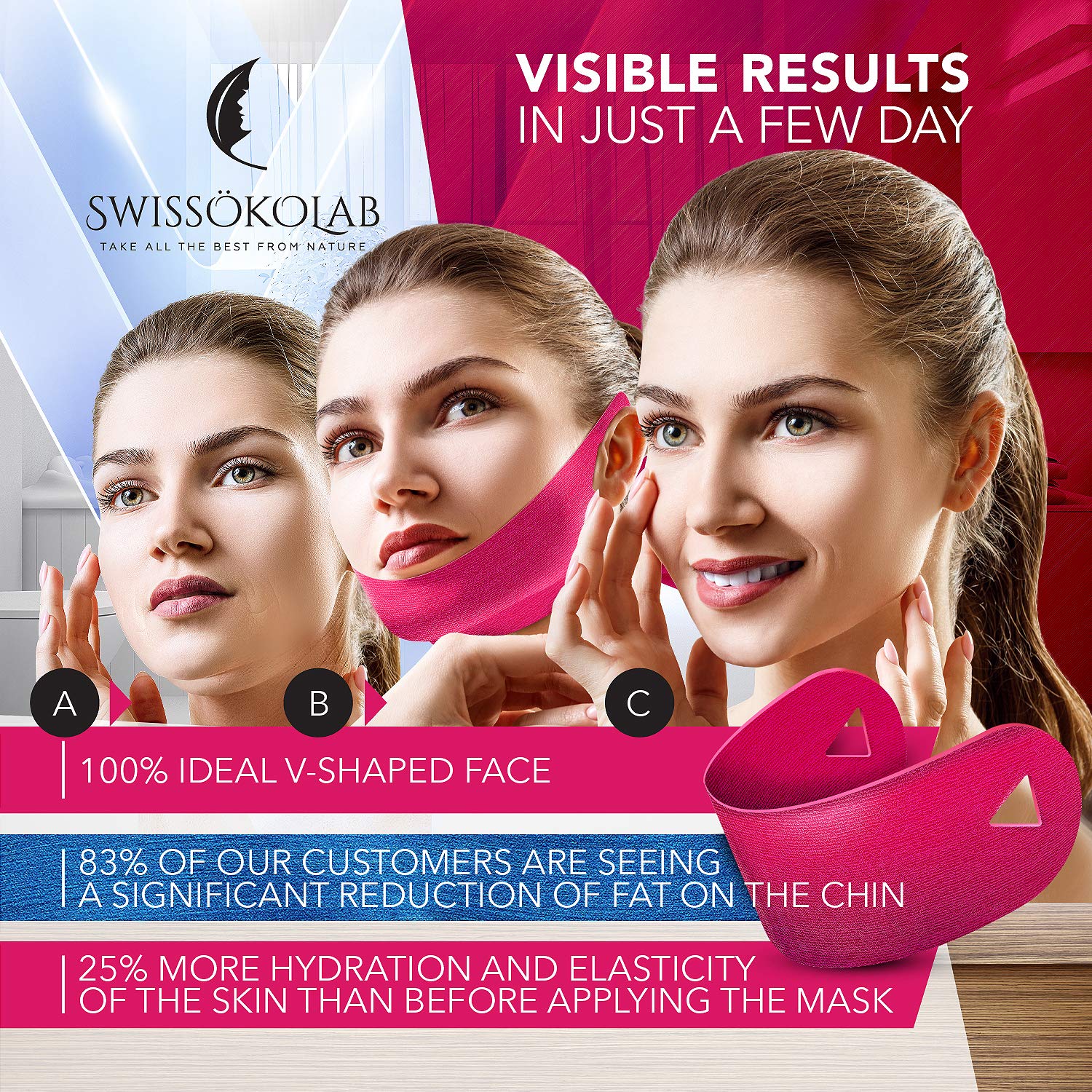 Double Chin Reducer V Line Lifting Mask Face Slimming Strap Chin Neck V Shaped Lift Tape Chin Up Patch V Up Contour Tightening Firming 5 pcs : Beauty