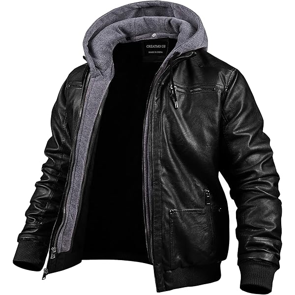 Leder Fashions Men's Jake Peralta Classic Black Biker Genuine