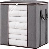 Fixwal Blanket Storage Bags 120L for Comforter Clothes Bedding Sheet Grey | Breathable Fabric, Reinforced Handles, for King Comforters Bedding Pillows and Sheets, Closet and Bedroom Storage
