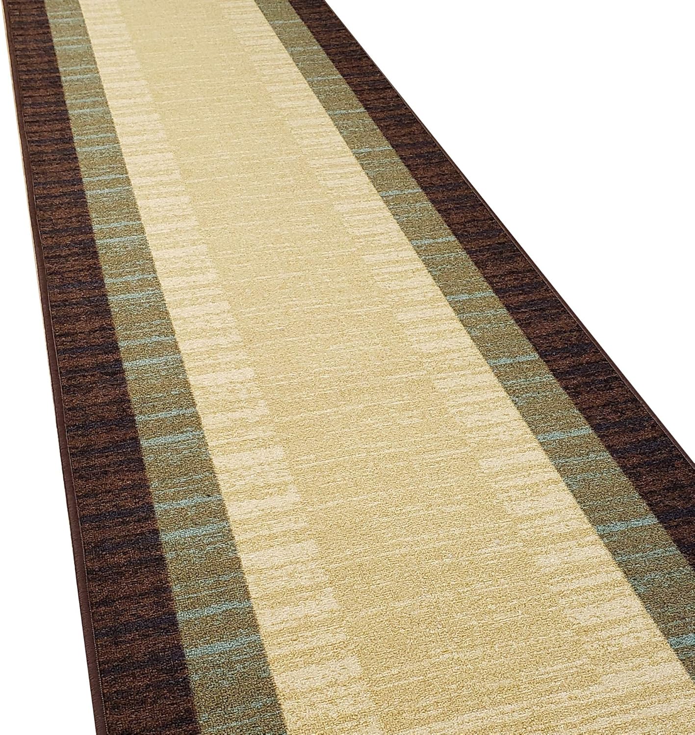 Runner Rug 3x10 Hallway Brown Border Stripe Kitchen Rugs