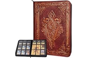 LYNX Trading Card Binder - 9 Pocket Album w Zipper - 360 Side Loading Folder for TCG - 3D PU Leather - For MTG, Disney Lorcana Trading Card Game, Magic The Gathering, Pokemon - Book Accessories Gift (Red)