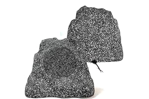 Herdio 8" Outdoor Rock Passive Speakers 600 Watt,IPX7 Waterproof,Hardwired, for Pool,Garden,Deck,Outdoor Activities (Black,Pair)