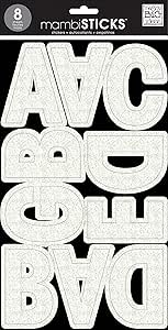 me &amp; my BIG ideas Large Alpha Sticker, Ava Prisma, White Glitter