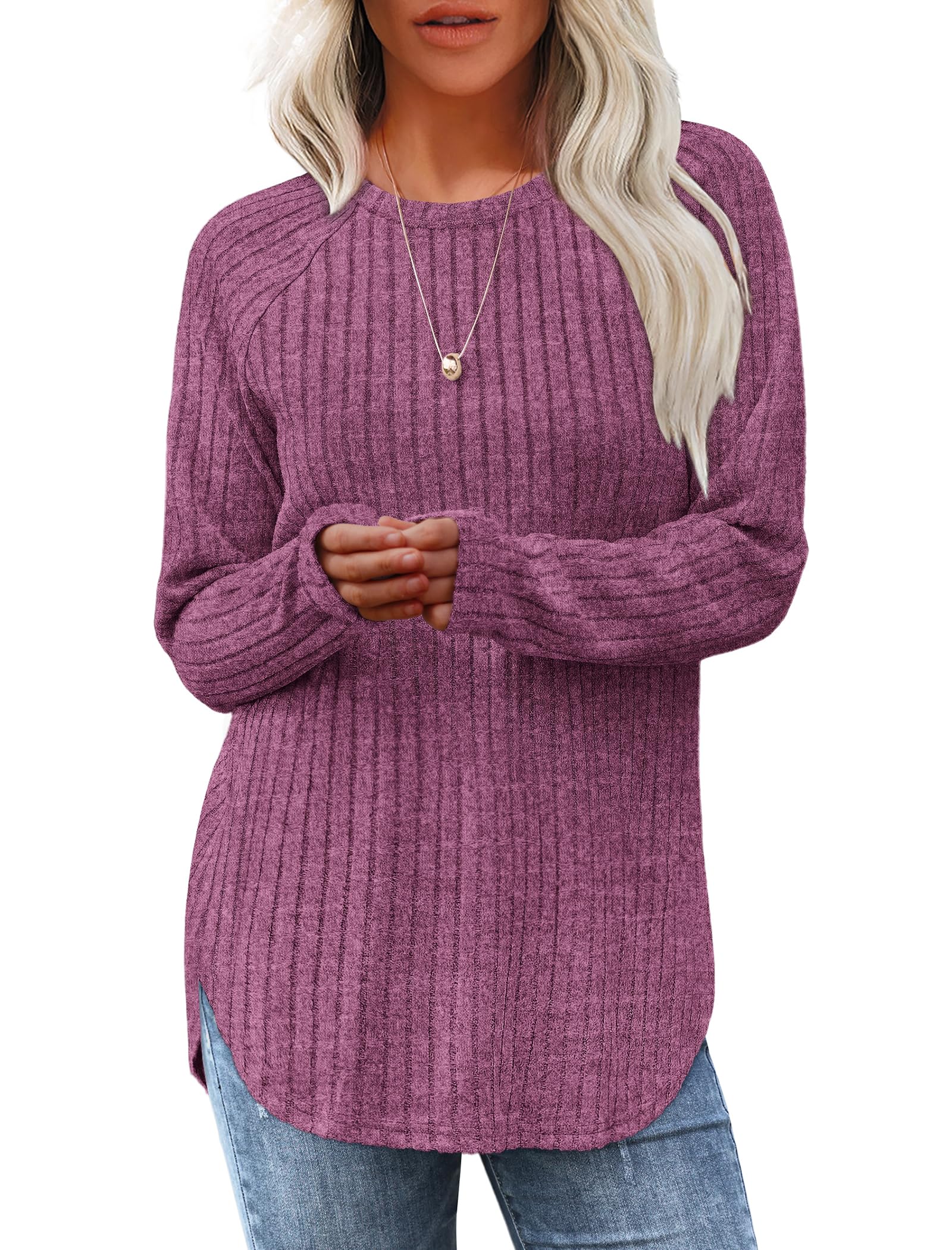 Saloogoe Long Sleeve Shirts for Women Casual Lounge