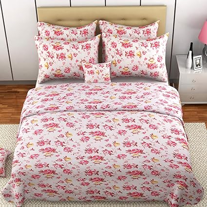 MAFATLAL �ColorArt� Series , 100% Cotton Premium Bedsheets for Single Bed with 1 Pillow Cover , 144 TC Soft Finish Easy to Wash Luxurious Bedding Set ( Carnation Pink )