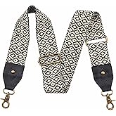Nefelibata Purse Strap-2" Crazy Horse Leather Wide Shoulder Strap Adjustable Replacement,Retro knit Embroidery Multi-pattern Crossbody Bag Straps for Handbag,Crossbody Bags(Leather Diamond Plaid)