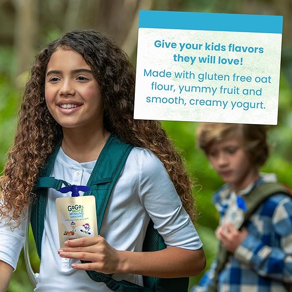 GOGO SQUEEZ MORNING SMOOTHIEZ VARIETY PACK, MIXED BERRY & STRAWBERRY BANANA, 3 OZ (PACK OF 20), GLUTEN FREE YOGURT, FRUIT AND OAT SMOOTHIE SNACKS FOR KIDS, NO PRESERVATIVES, NO FRIDGE NEEDED, BPA FREE SQUEEZE POUCHES