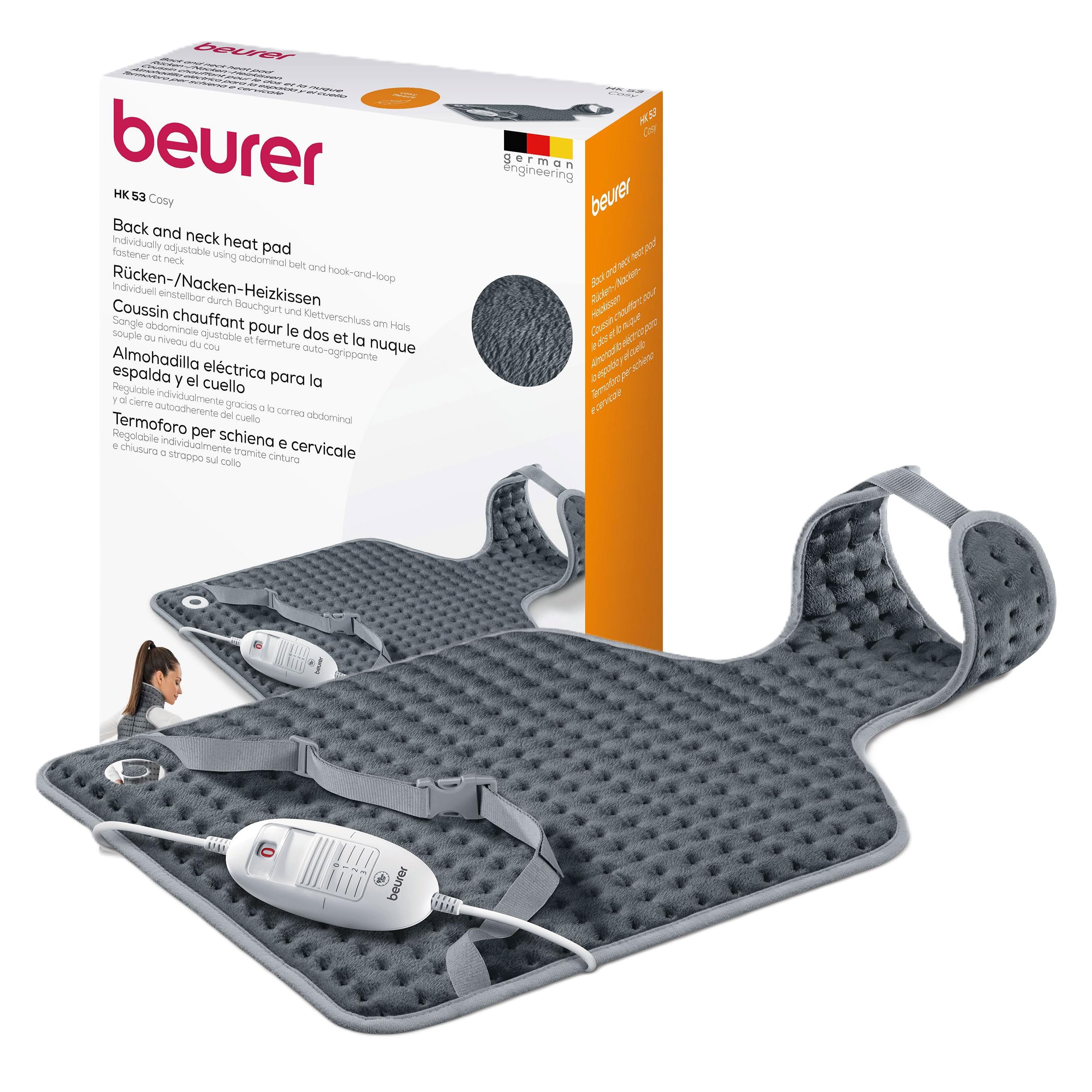 Beurer HK53 Cosy Neck and Back Heat Pad & HK Comfort Heat Pad | Electric Heat Pad for Relaxation | 3 Electronically Regulated Temperature Settings | Machine-Washable
