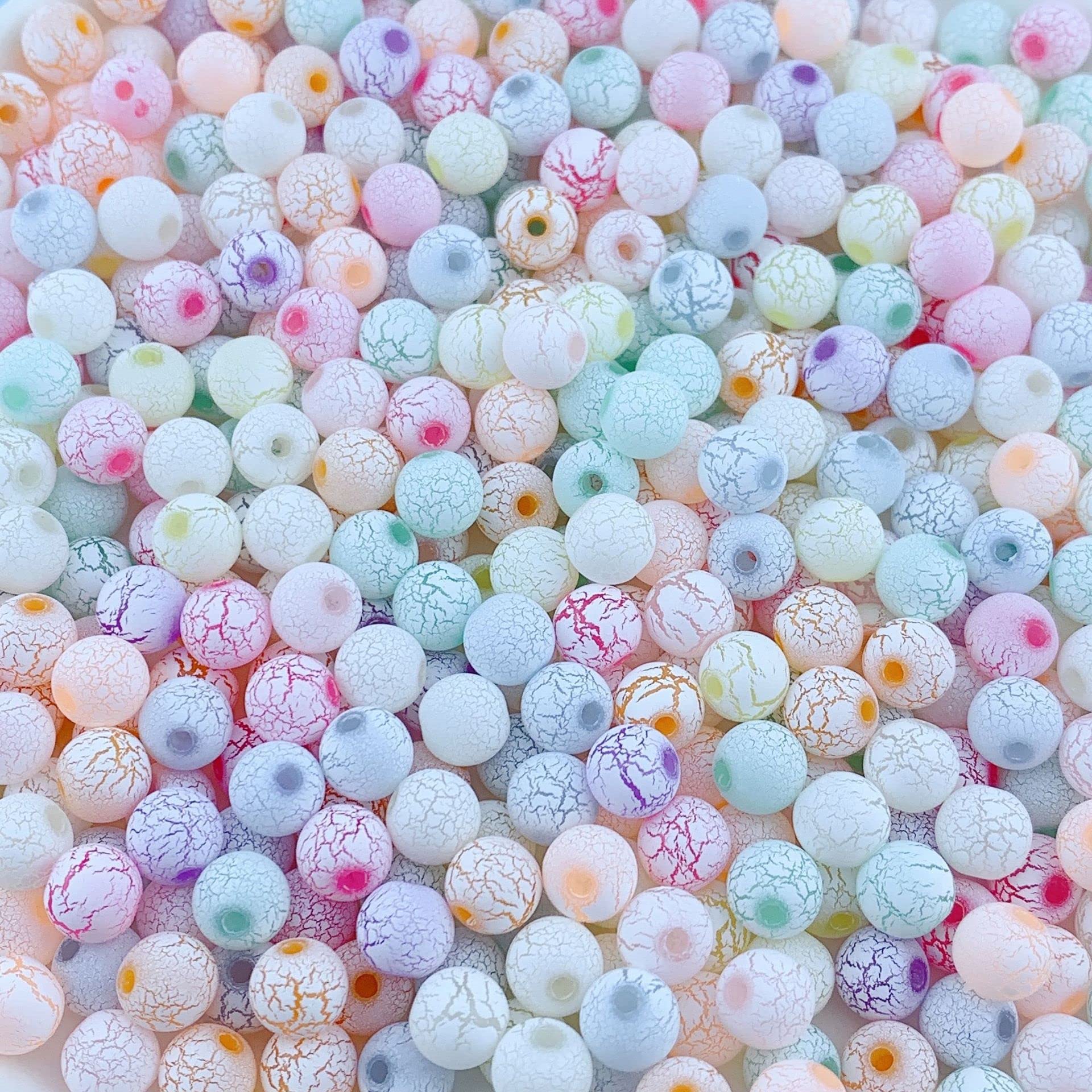 HERZWILD 800pcs Matte Acrylic Round Frosted Candy Color Patterns Beads, Assorted Beaded Bracelets Mix Plastic Pastel Loose Spacer，Opaque Pastel Colors Mixed for DIY Jewelry Making Crafts. — image 1
