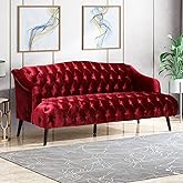 Modern Wingback Tufted Velvet Loveseat, 73.25" 3 Seat Sofas Settee Bench Banquette Chesterfield Love Seat with High Back Thic