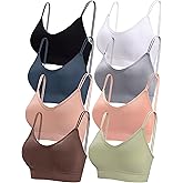 BQTQ 8 Pieces V Neck Bralettes Padded Bralettes for Women with Elastic Straps Seamless Bra