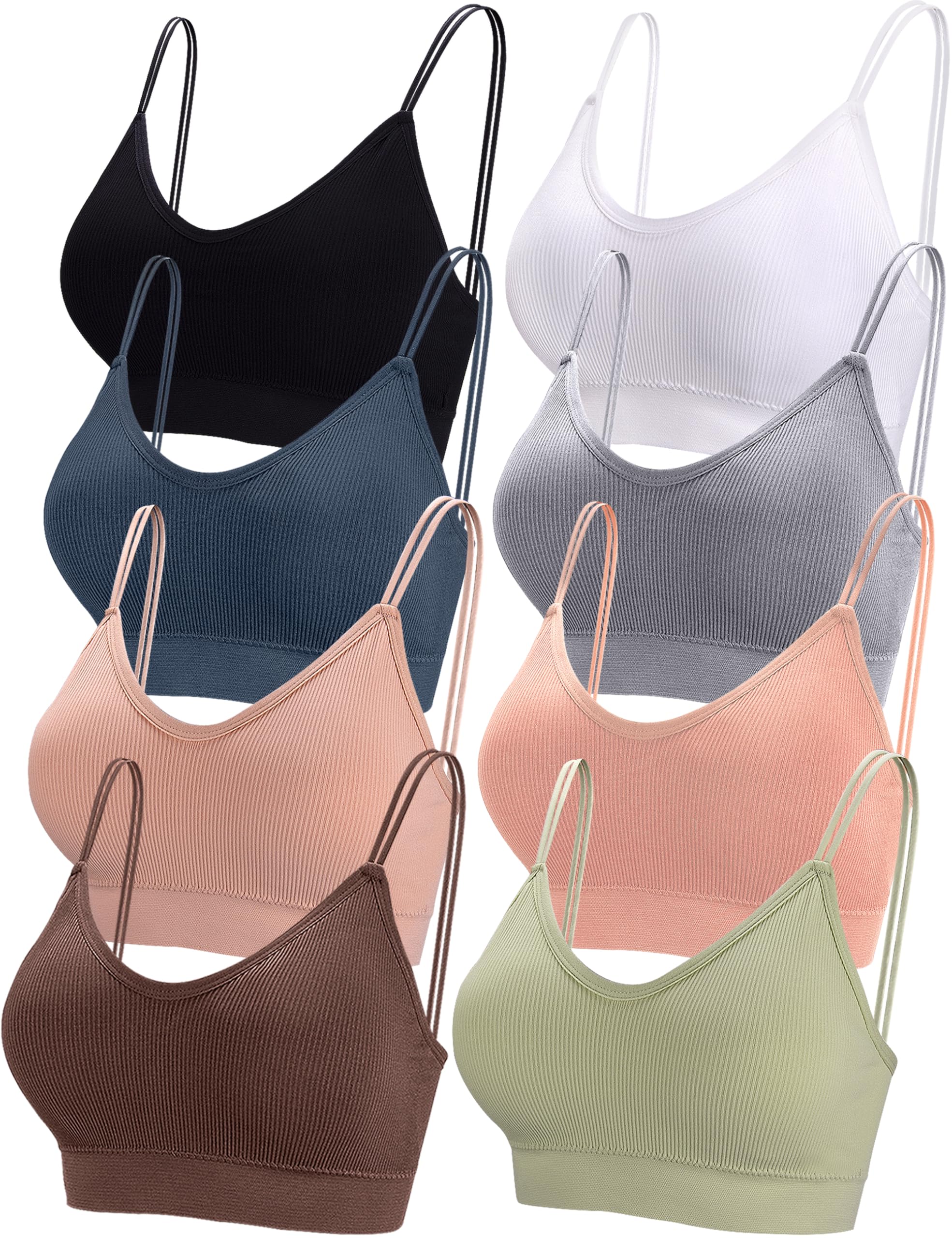 Photo 1 of BQTQ 6 Pieces V Neck Bralettes Padded Bralettes for Women Cami Bralette Bras with Elastic Straps Seamless Bralettes Sleeping Sports Bralette Pack, XL