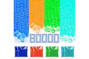 Seifar 80000 Pcs Gel Water Blaster Ammo Splat Refill (7-8 mm, 8 Pack), Orange,Green, Blue,Light Blue Gel Splatter 7.5mm Blaster Bullets, for Ages 14+