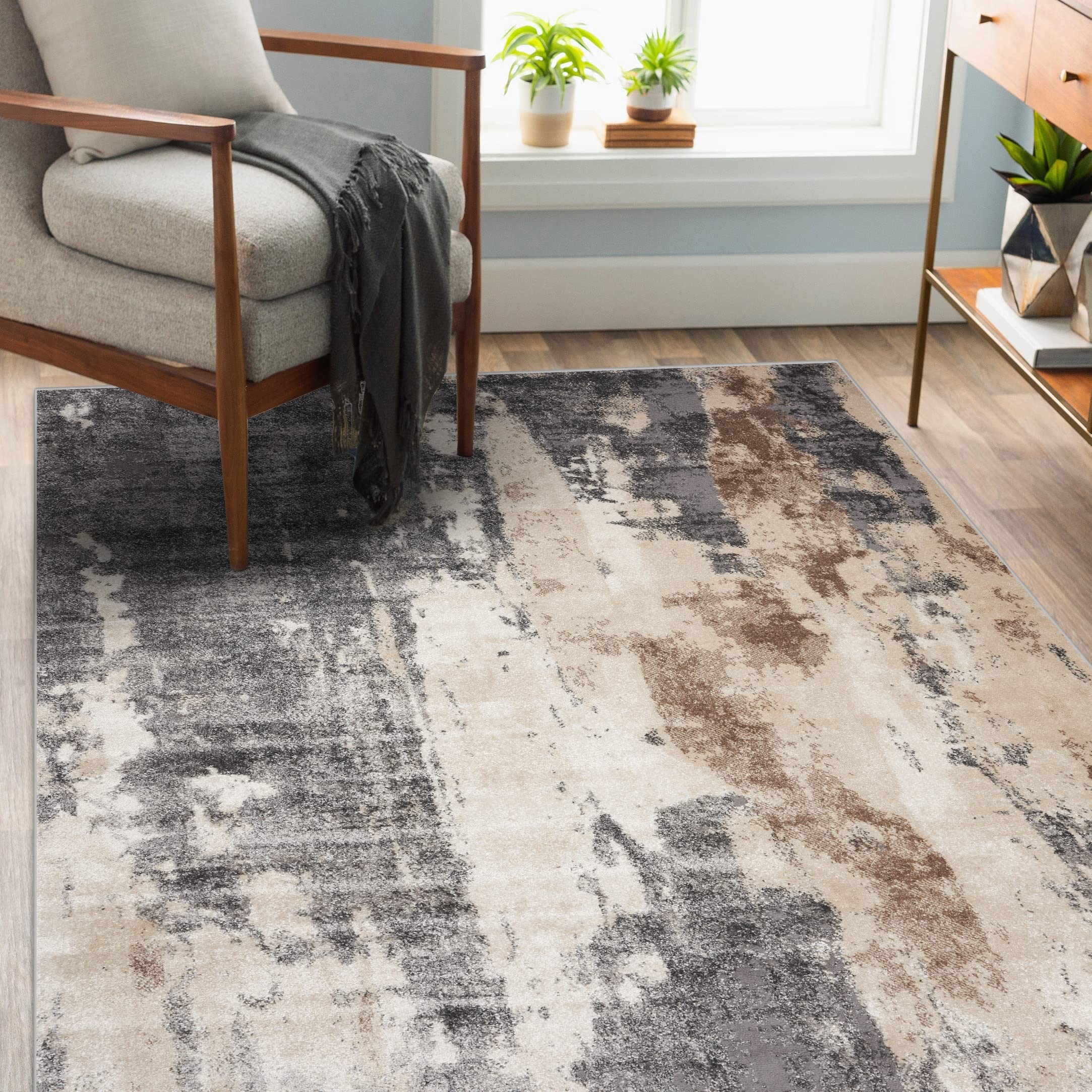 Photo 1 of LUXE WEAVERS Euston Collection Gray-Gray 9x12 Modern Abstract Area Rug