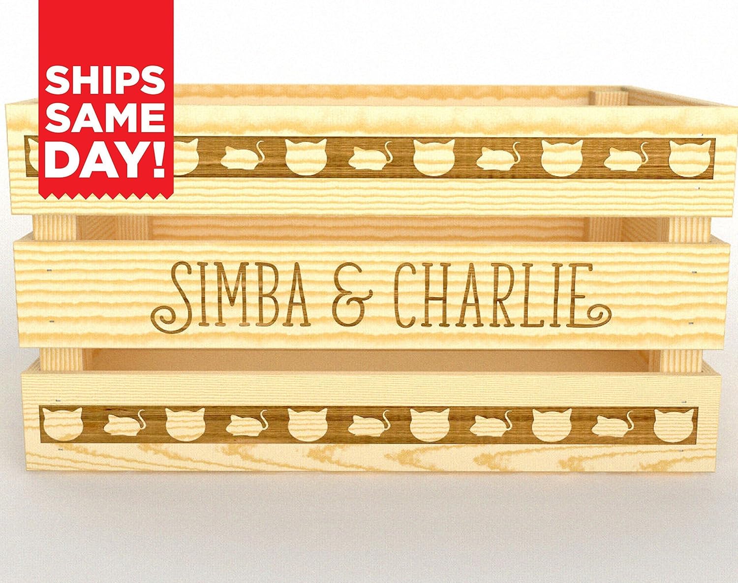 wooden toy box with name engraved