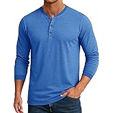 Cotrasen Mens Henley Long Sleeve Shirts Cotton T-Shirts 3 Button Tops Fashion Casual Basic Tee