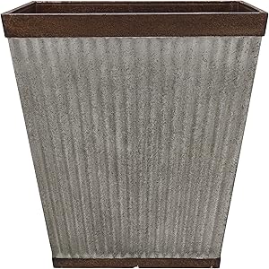 Southern Patio 16" Rustic Resin Faux Galvanized Square Planter