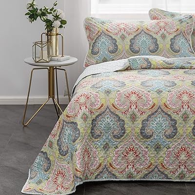 Twin Size Bedspread Coverlet Set, Reversible Pinsonic Quilt