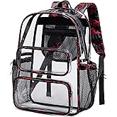 CAMTOP Clear Backpack Heavy Duty Transparent Bag See Through BookBag for Student School Work Festival Sport Travel (Graffiti Red)