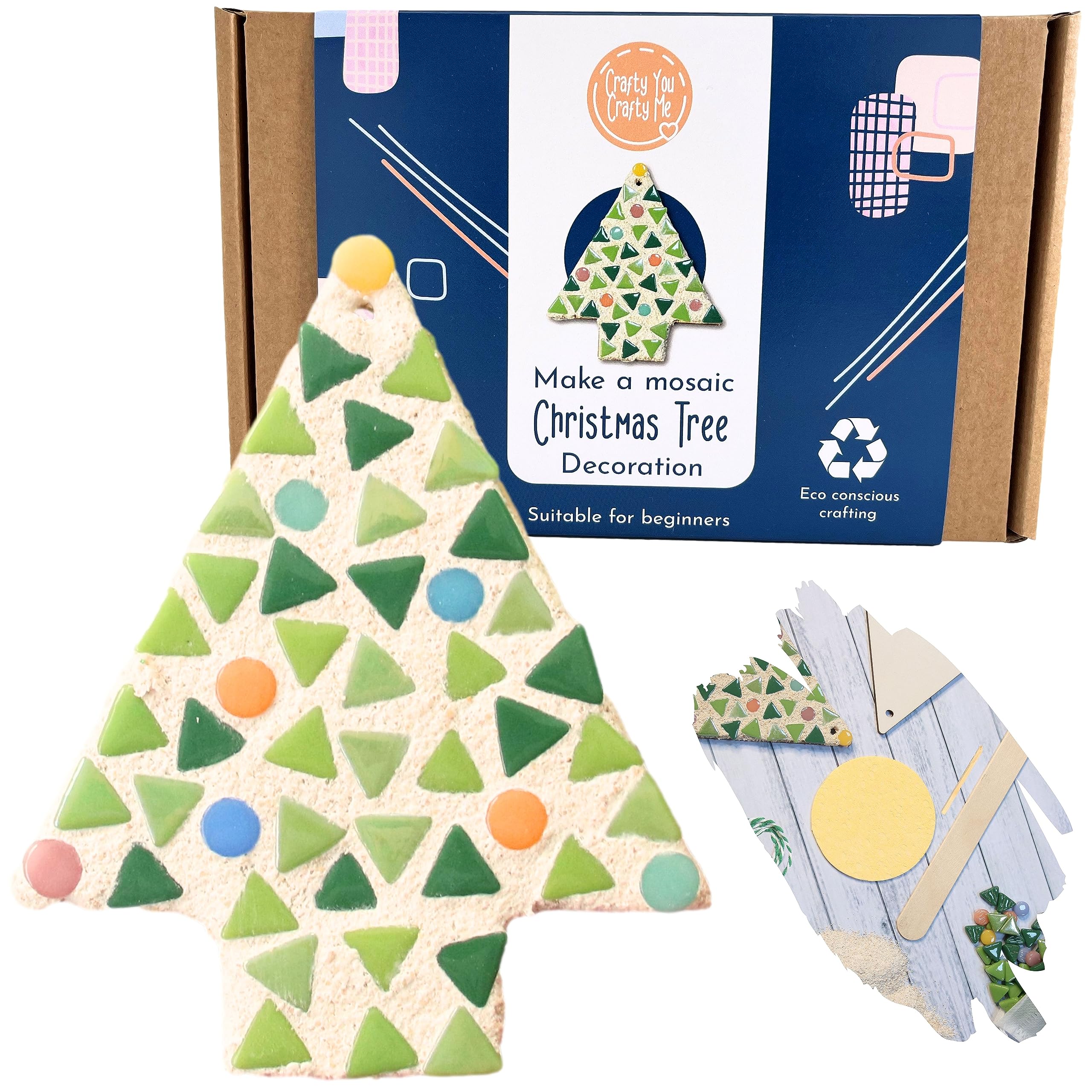 Crafty You Crafty Me - Christmas Decoration Mosaic Craft Kit Activity Gift for Children/Adults (Xmas Tree), Made in UK — image 1