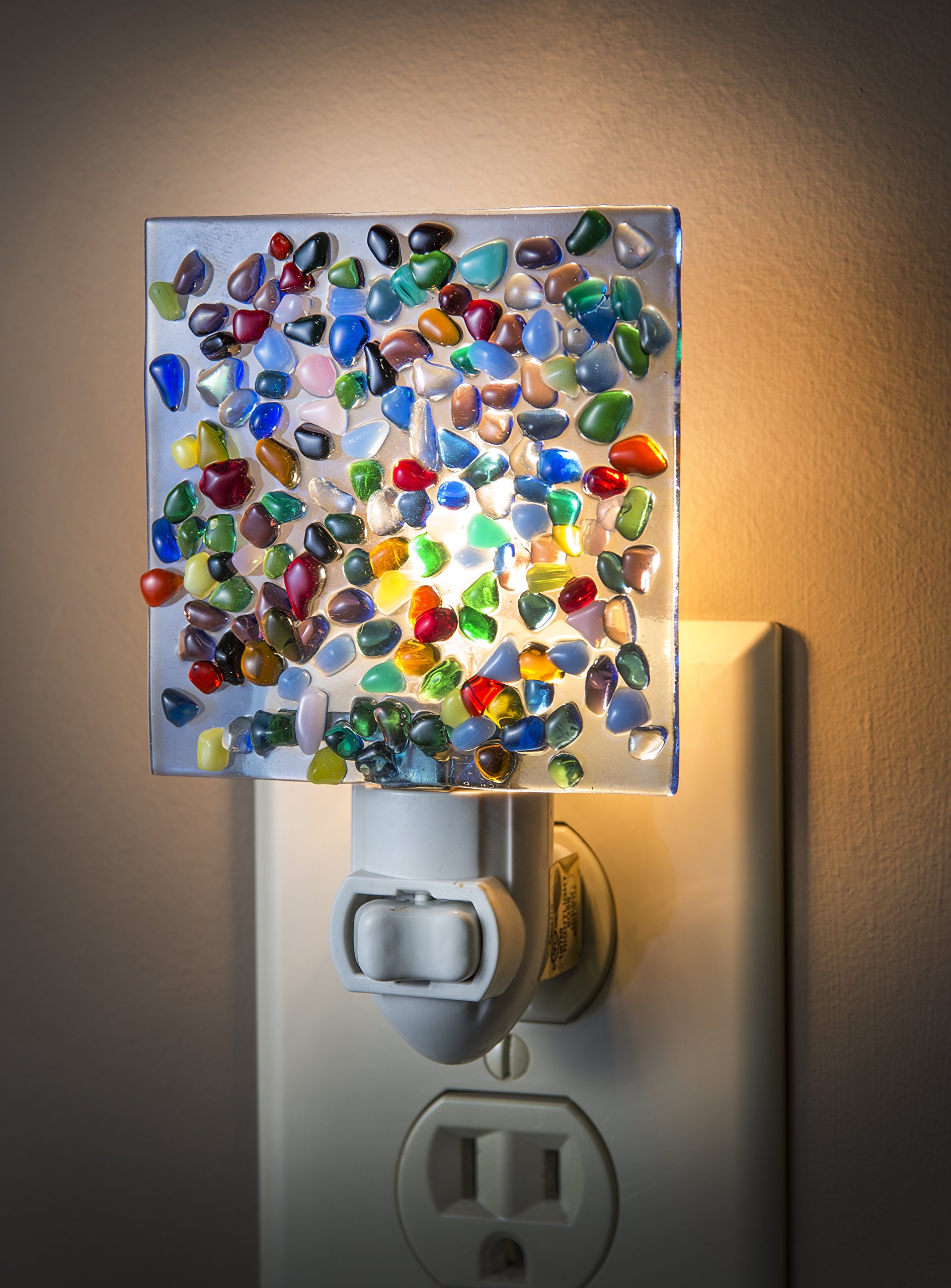 J Devlin NTL 148 Blue Night Light Multi Colored Fused Glass Decorative