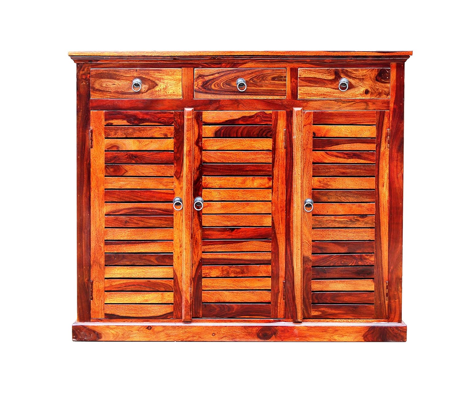 Sheesham Wood Shoe Rack with 3 Drawers & 3 Doors by DHI Woodcrafts