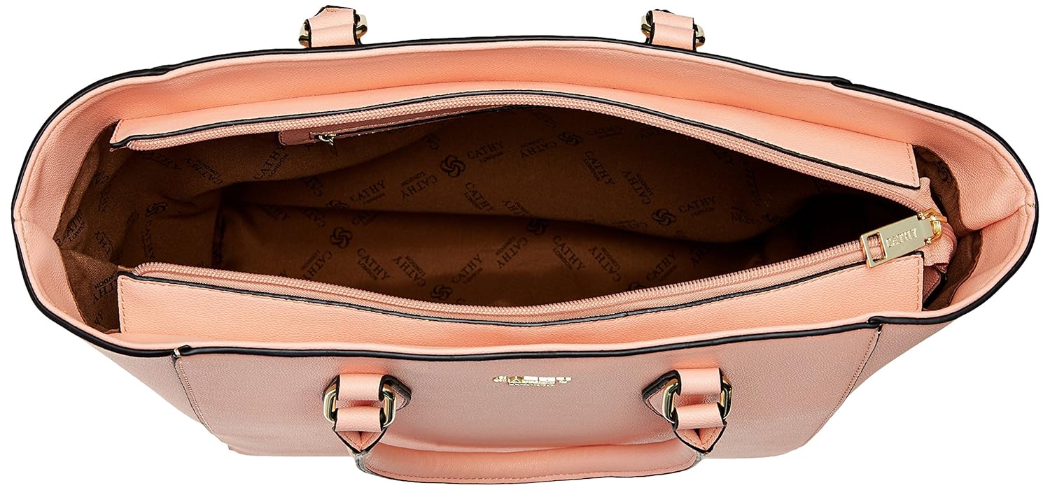 cathy london women's handbag, material- synthethic leather, colour- peach