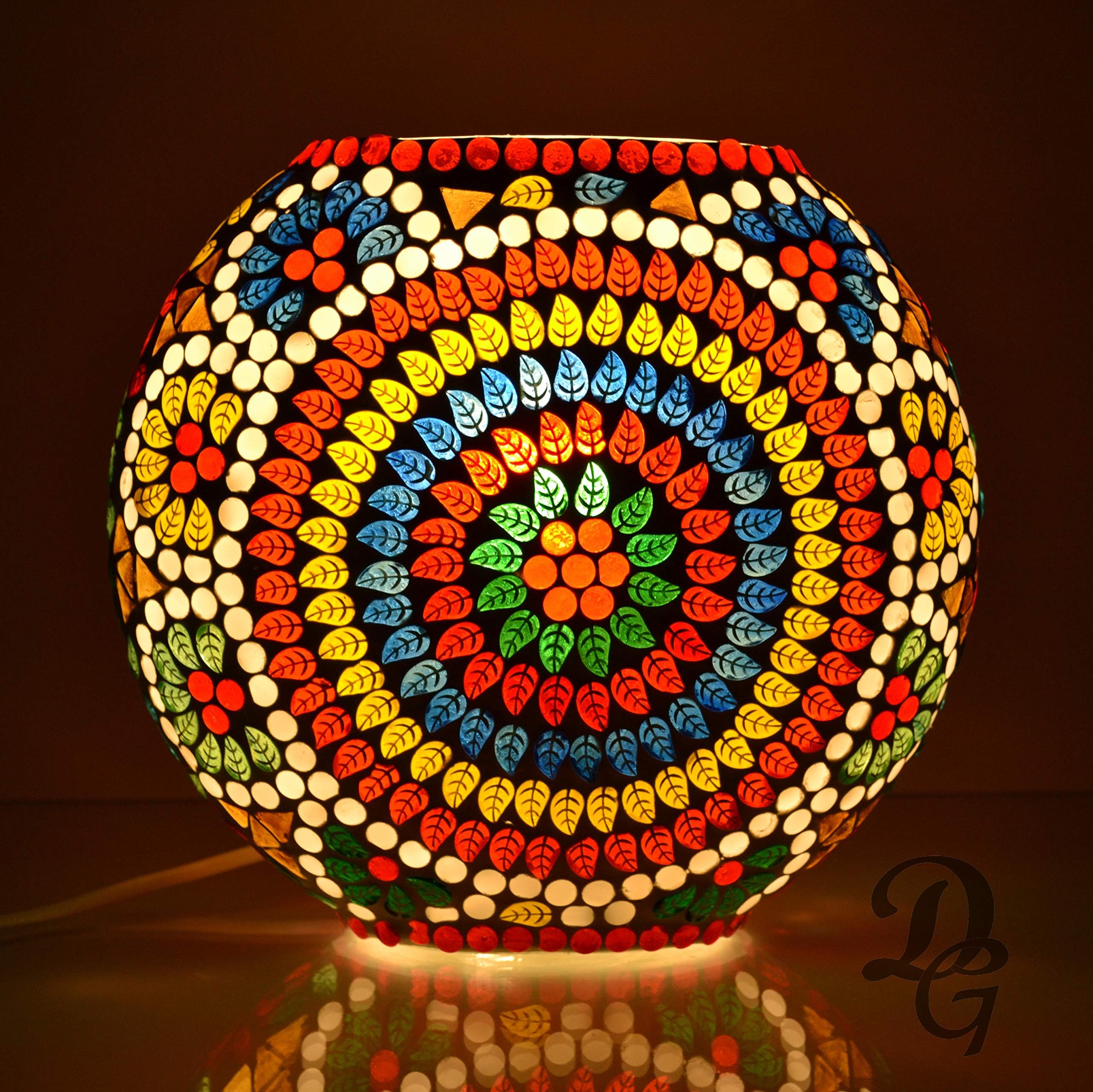 DECENT GLASS Glass Turkish Lamp, Multicolour, Pack of 1