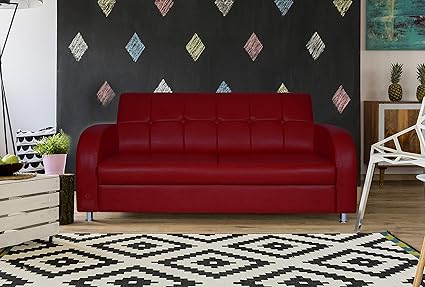 Adorn Homez Atlanta Leatherette 2 Seater Sofa Maroon Sofa Set For Hall Living Room Tv Room