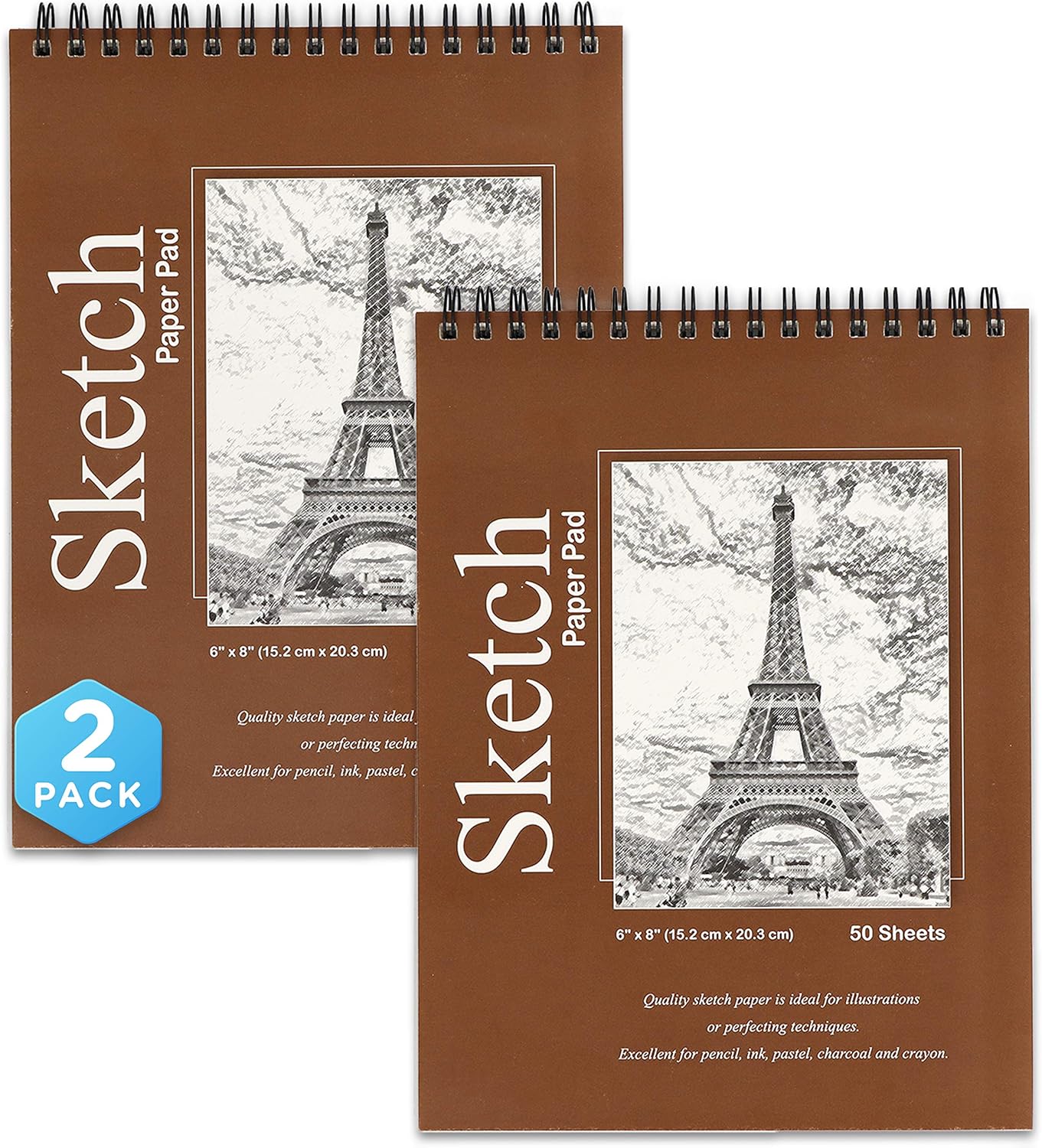 Emraw 9" x 12" Top Bound Spiral Premium Sketch Pad Can be Use with Pens, Markers, Pencils Perfect for Writing, Drawing & Sketching - 30 Per Pack (Pack of 2): Arts, Crafts & Sewing