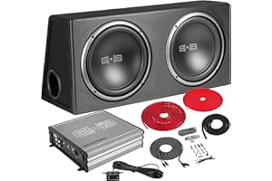 BELVA BPKG212v2 1200W Dual 12" Car Subwoofer with Ported Enclosure, Monoblock Amplifier, Wiring Kit and Remote Bass Knob