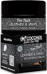 Coconix Leather Recoloring Balm Pure Black - Recolor, Renew, Repair & Restore Aged, Faded, Cracked, Peeling and Scuffed Leather & Vinyl Couches, Boat or Car Seats, Furniture