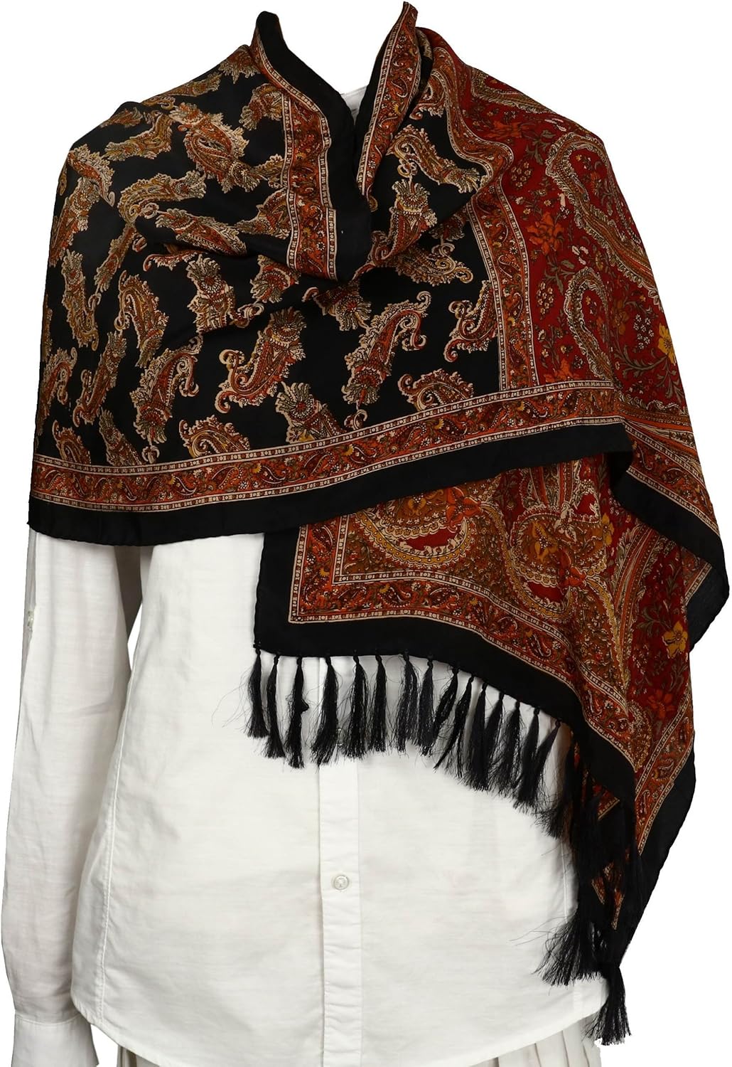 Black Silk Scarf Women Hand Painted Fashion Accessory for Girls 68x21