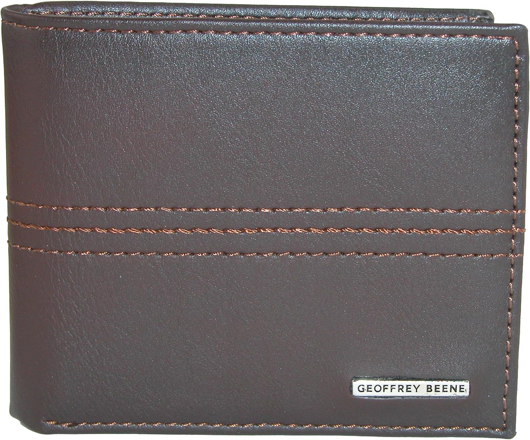 Geoffrey Beene Men's Leather Bifold Wallet with Burnished Edges