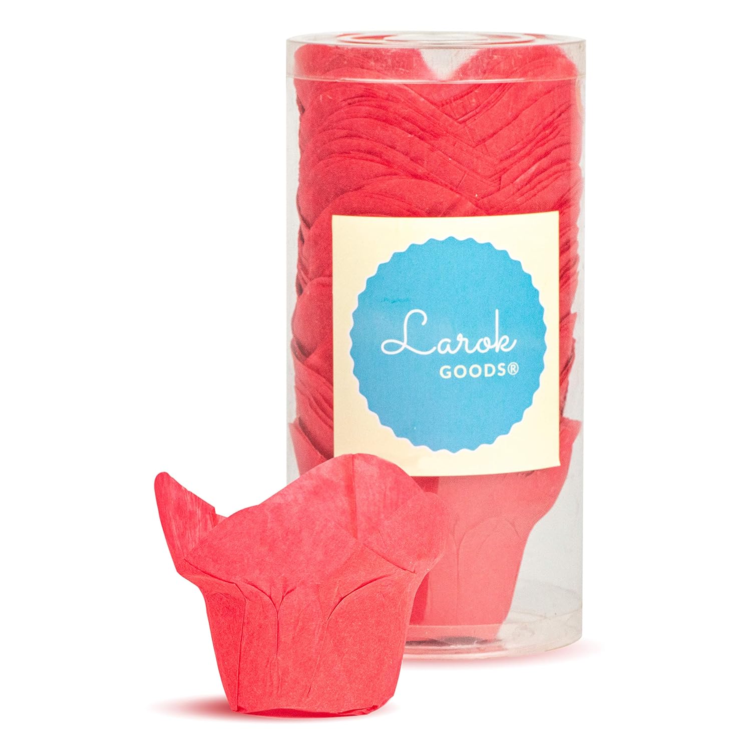 Tulip Cupcake Liners Lotus Parchment Baking Cups for Muffins (100 count) (Red