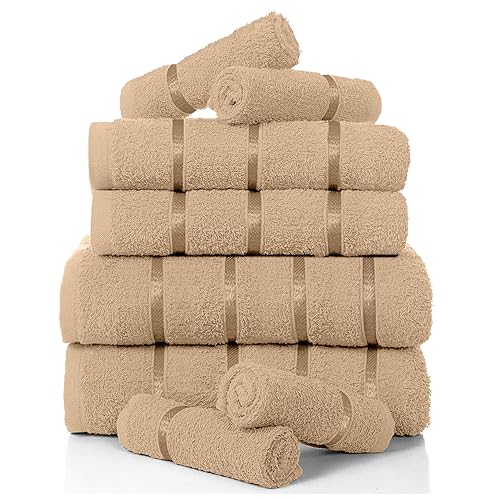 GC GAVENO CAVAILIA Luxury 8 Pack Boston Bale Set, Extra Soft 100% Egyptian Cotton, Highly Absorbent Towel 450 GSM, NATURAL, MAIL BAG