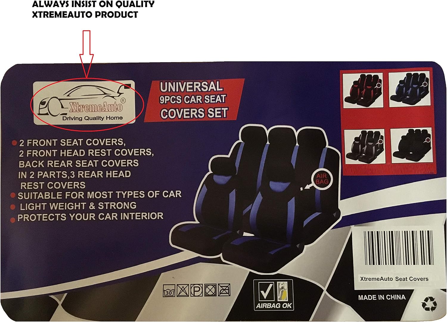 Xtremeauto® Classic Car Seat Covers Set Front & Rear complete with headrest Covers (Grey) - Image 4