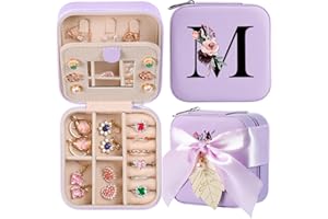 AYGXU Travel Jewelry Box for Women and Girls - Small Case With Initial A-Z - Teacher Gifts