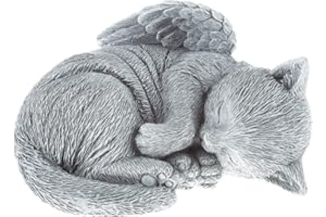 Cat Memorial Stone - Peaceful Sleeping Kitten Angel Statue for Garden, Remembrance, Grave Marker, and Loss - Pet Sympathy Gift by Pure Garden (Gray)