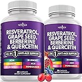 NEW AGE Resveratrol, Berberine, Grape Seed Extract, Quercetin, Supplement for Women and Men with Noni, N-Acetyl Cysteine, Acai - 120 Capsules