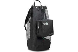 Phantom Aquatics Scuba Snorkeling Spearfishing Freediving Cruise Mesh Duffle Bag with Shoulder Strap and Spiral Zipper Closure (Black, Mesh Backpack)