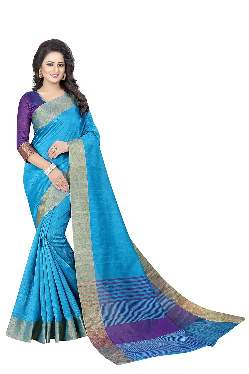 perfectblue cotton saree with blouse piece
