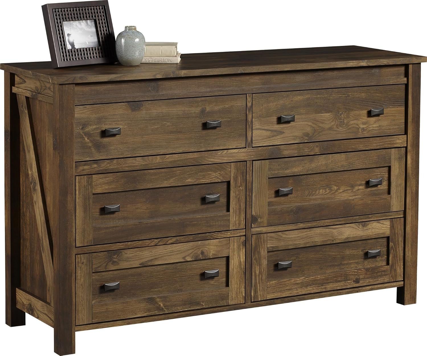 Amazon Com Ameriwood Home Farmington 6 Drawer Dresser Rustic